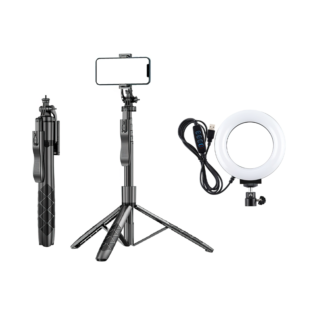 360-Graden Panoramische Draagbaar Statief Selfiestick met Afstandsbediening voor Mobiele telefoons