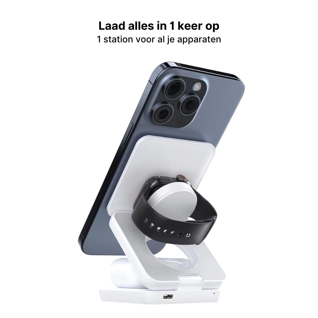 Trio 3-in-1 Vouwbaar Draadloos Laadstation
