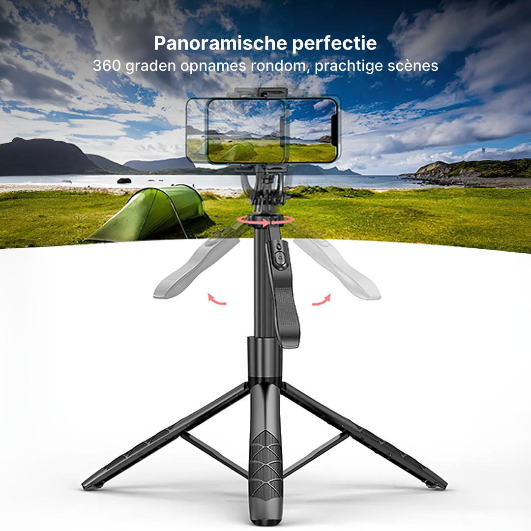 360-Graden Panoramische Draagbaar Statief Selfiestick met Afstandsbediening voor Mobiele telefoons