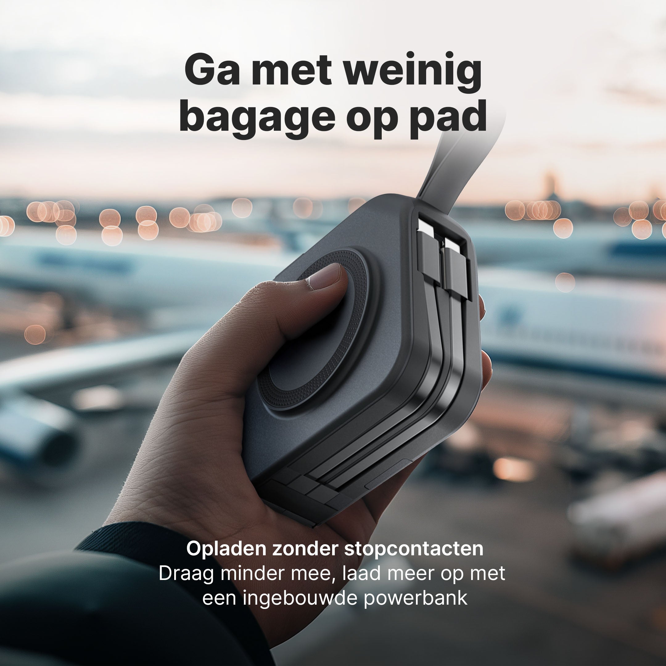TravelBank 5-in-1 Muurlader met Draadloze Oplaadpad en Powerbank