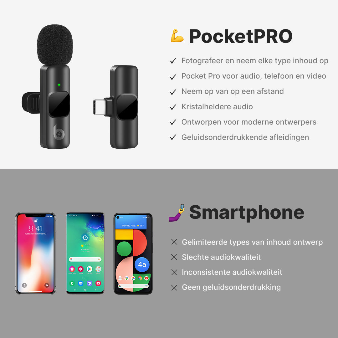PocketPro Mini Draadloze Microfoon voor Ontwerpers