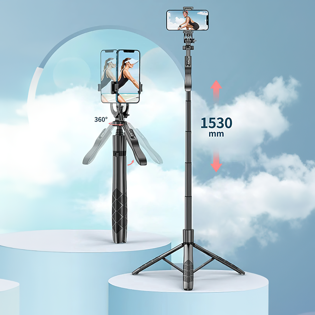 360-Graden Panoramische Draagbaar Statief Selfiestick met Afstandsbediening voor Mobiele telefoons