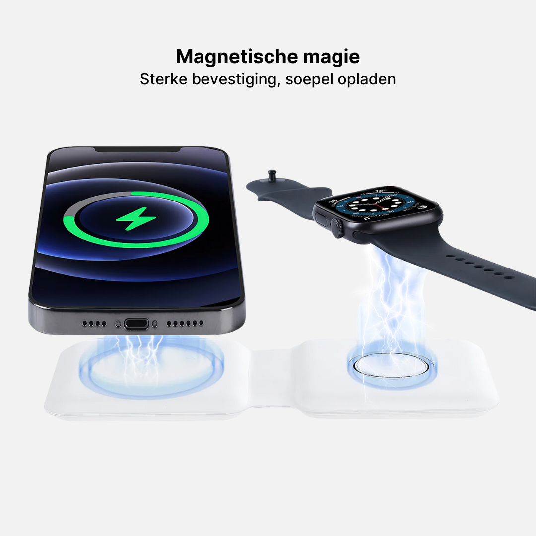 MagFold 2-in-1 Vouwbare Dubbele Draadloze Oplaadpad