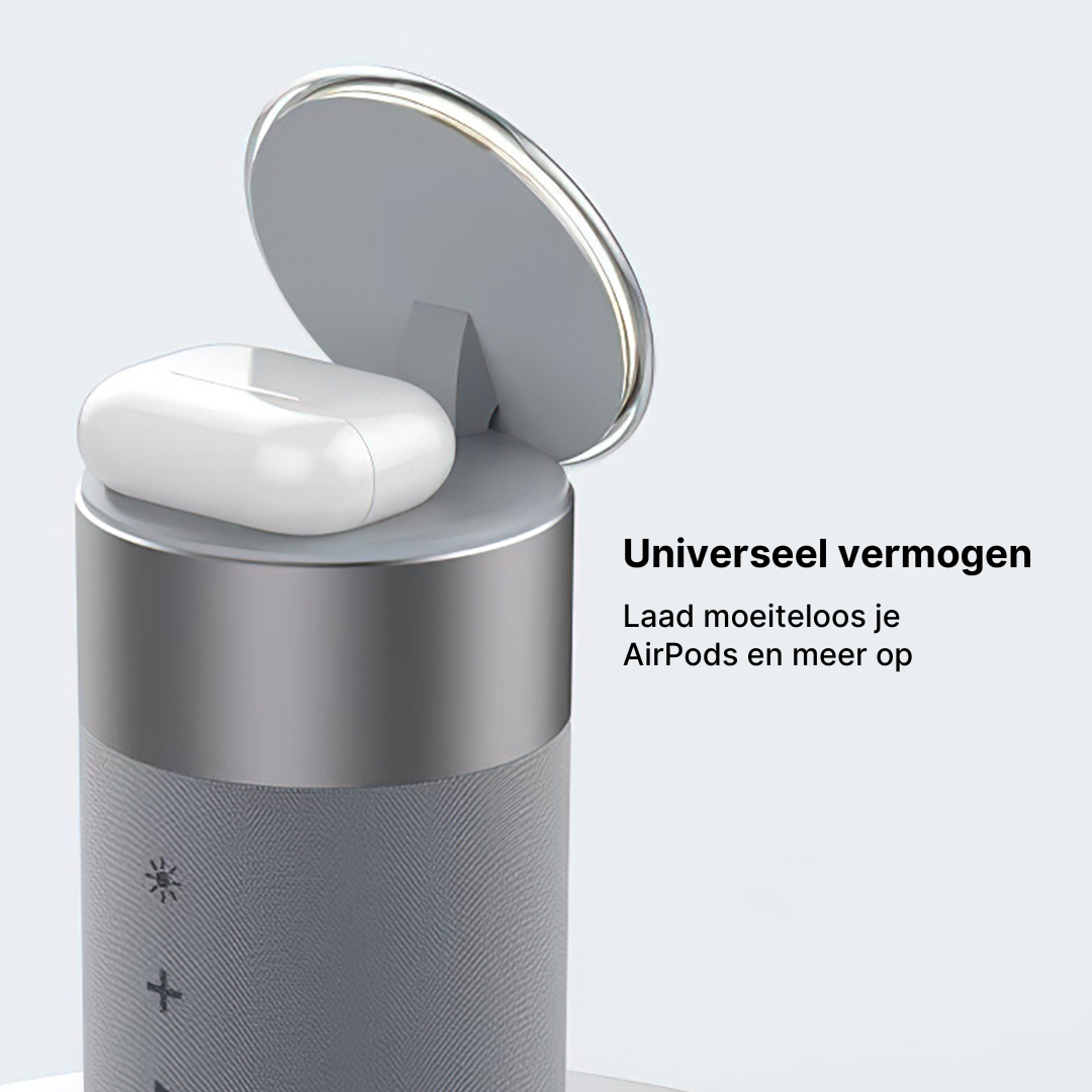 3-in-1 Draadloos Oplaadstation, Bluetooth-Luidspreker en Nachtlampje