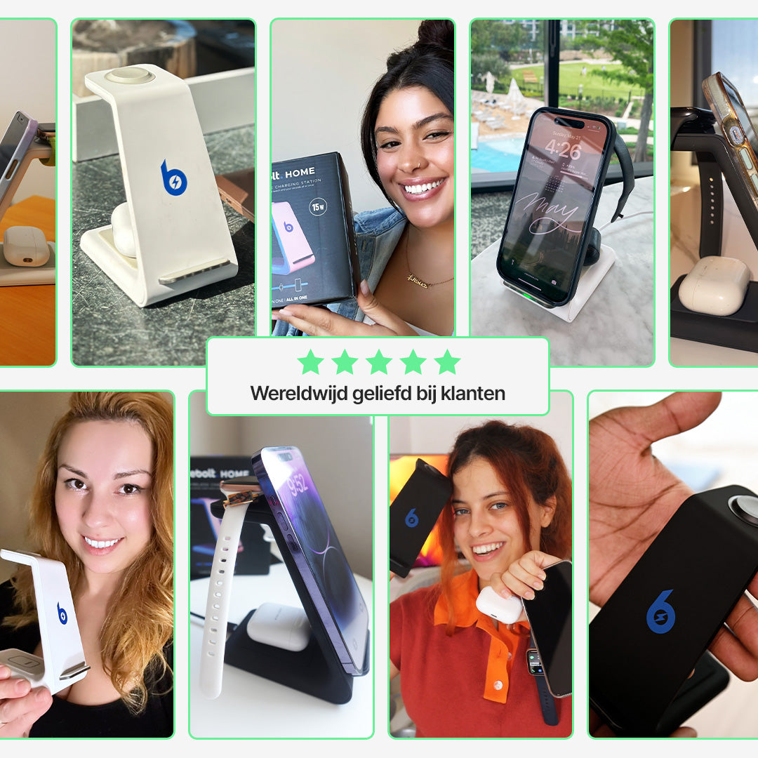 3-in-1 Draadloos Oplaadstation, Apple, Samsung, Watch, AirPods