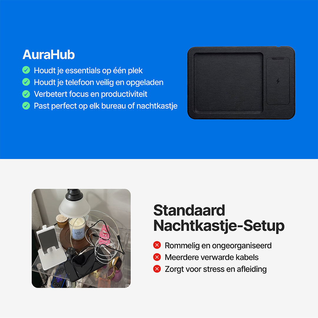 AuraHub Draadloze iPhone Oplader & Organizer