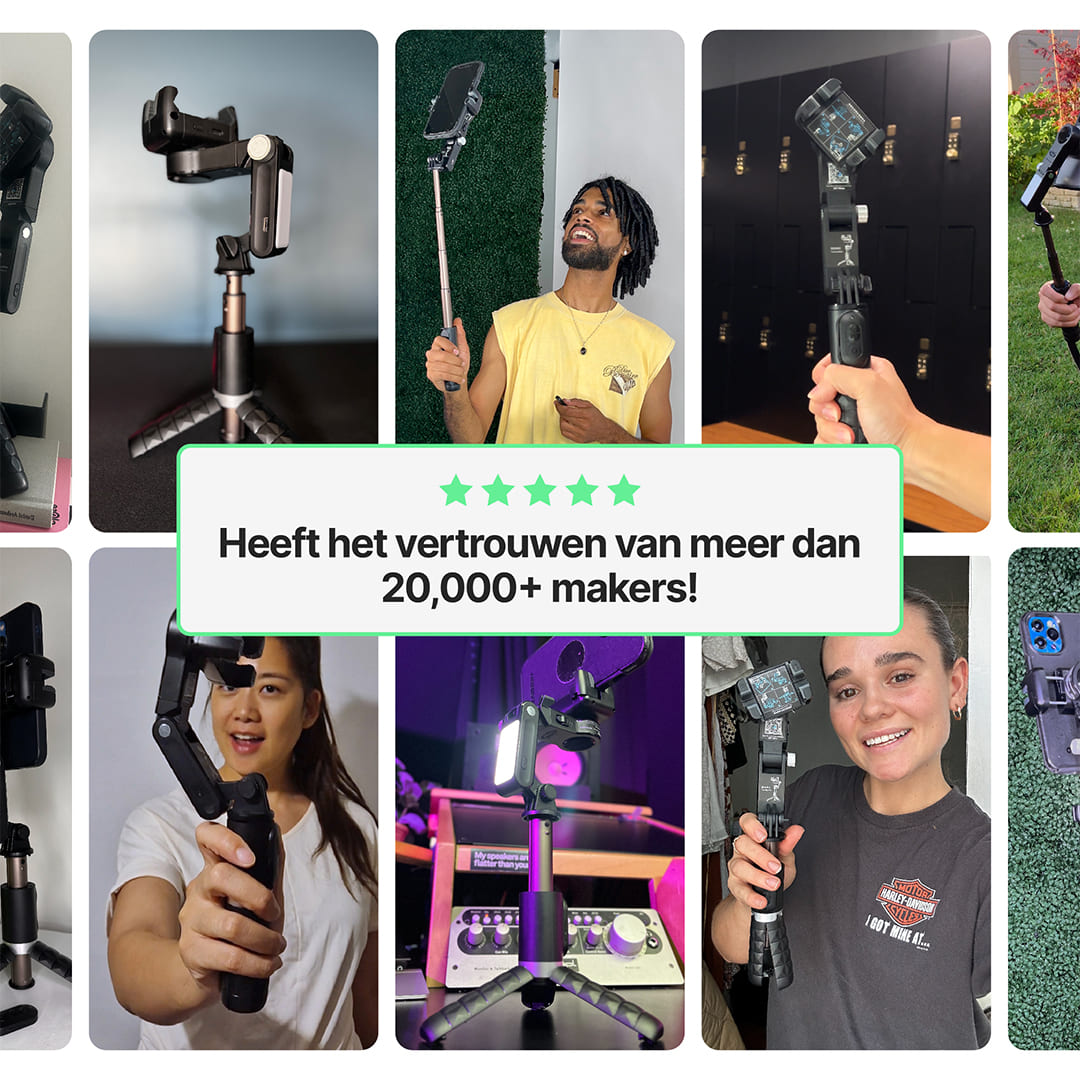 AutoFocus Statief voor Ontwerpers (360-graden, Gezichtsherkenning, Selfiestick, Licht, draadloze afstandsbediening)