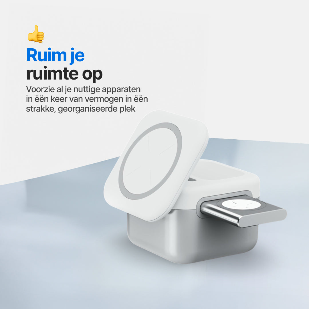 CubeMag 3-in-1 Magnetisch Draadloos Oplaadstation voor Apple en Android