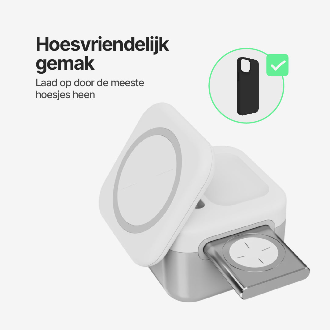 CubeMag 3-in-1 Magnetisch Draadloos Oplaadstation voor Apple en Android