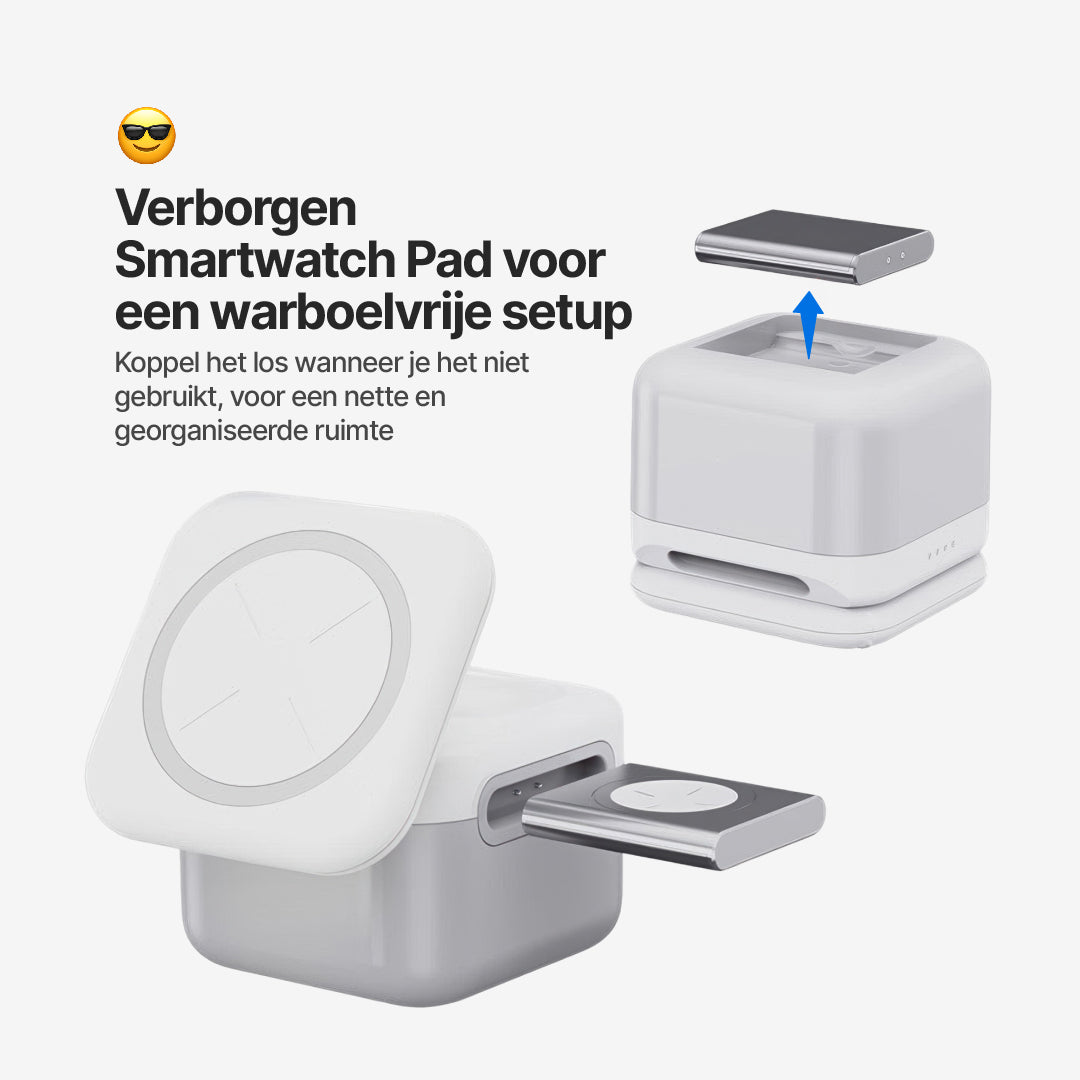 CubeMag 3-in-1 Magnetisch Draadloos Oplaadstation voor Apple en Android