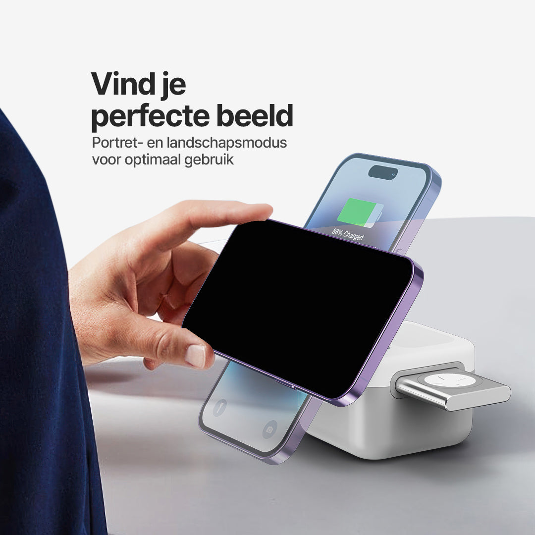 CubeMag 3-in-1 Magnetisch Draadloos Oplaadstation voor Apple en Android