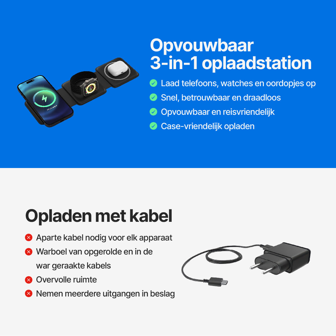 Opvouwbaar 3-in-1 Oplaadstation
