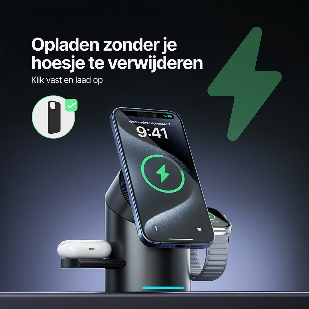 Halo MagSafe 3-in-1 Draadloos Oplaadstation Qi2