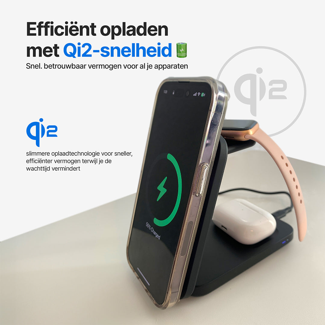 MagFlo 3-in-1 Draadloos Oplaadstation Qi2