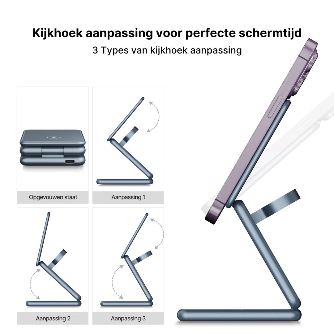 MagFold Pro 3-in-1 Aluminium Draadloze Oplaadstandaard