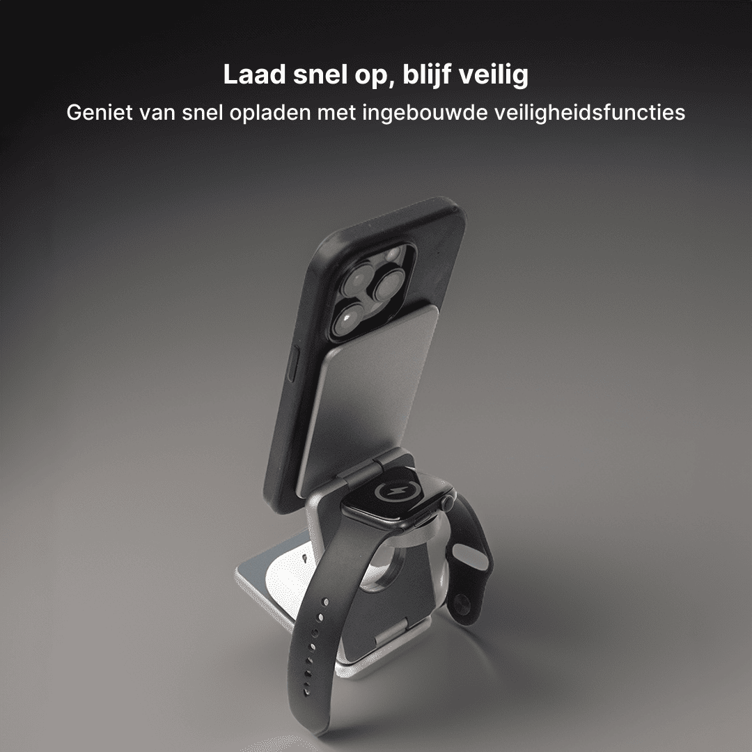 MagFold Pro 3-in-1 Aluminium Draadloze Oplaadstandaard