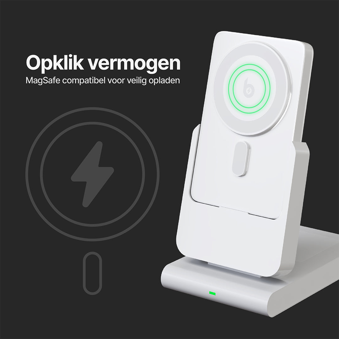 PowerMag 3-in-1 Magnetische Draadloze Oplader met Standaard