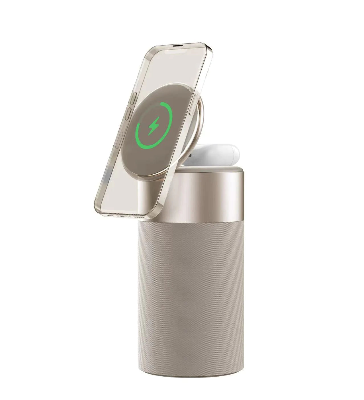 3-in-1 Draadloos Oplaadstation, Bluetooth-Luidspreker en Nachtlampje