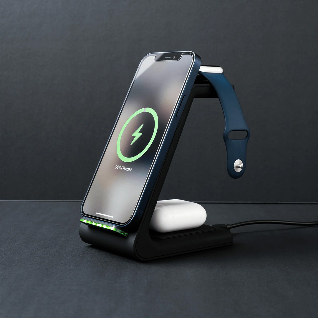 3-in-1 Draadloos Oplaadstation, Apple, Samsung, Watch, AirPods